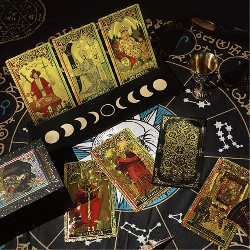 Tarot Karte 、 Waite Tarot Card Set、 PVC Phantom Gold Tattoo Weight Tarot Karten Tarot Karten, für Anfänger geeignet von Yedaoiu