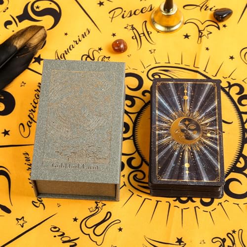 Yedaoiu Rider-Waite Gold Folie Tarot Deck - 12x7cm Premium PET Plastikkarten mit englischem Leitfaden von Yedaoiu