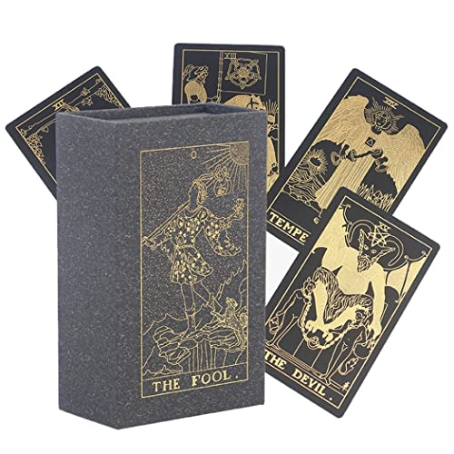 Yedaoiu Tarot-Karten Deck, mit Ratgeber & Box, Goldfolie Schwarzgold 78 Tarotkarten, holographisch leuchtendes Wahrsage-Spiel-Set, für Anfänger, Experten und Leser,Schwarz von Yedaoiu