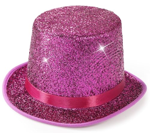YeeHeen Zylinderhüte Glänzender Magierhut viktorianische Kappe für Jungen Mädchen Rose Rot YeeHeen Zylinderhüte Glänzender Magierhut viktorianische Kappe für Jungen Mädchen Rose Rot von YeeHeen