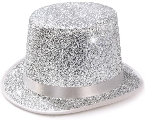 YeeHeen Zylinderhüte Glänzender Magierhut viktorianische Kappe für Jungen Mädchen Silber YeeHeen Zylinderhüte Glänzender Magierhut viktorianische Kappe für Jungen Mädchen Silber von YeeHeen