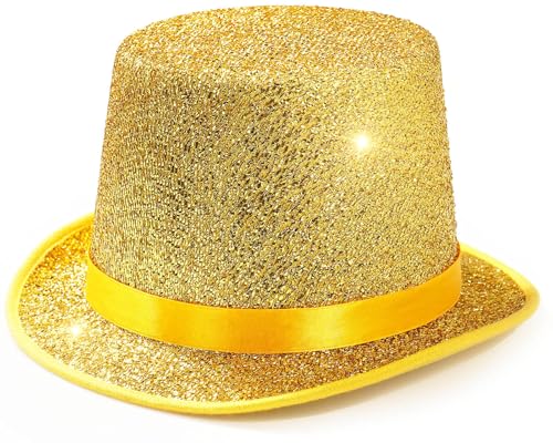 YeeHeen Zylinderhüte Glänzender Magierhut viktorianische Kappe für Jungen und Mädchen, Gold YeeHeen Zylinderhüte Glänzender Magierhut viktorianische Kappe für Jungen und Mädchen, Gold von YeeHeen