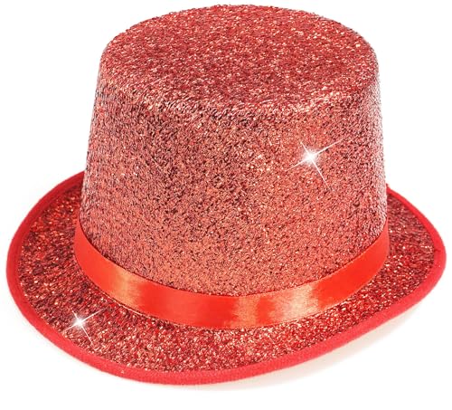 YeeHeen Zylinderhüte Glänzender Magierhut viktorianische Kappe für Jungen und Mädchen, Rot YeeHeen Zylinderhüte Glänzender Magierhut viktorianische Kappe für Jungen und Mädchen, Rot von YeeHeen