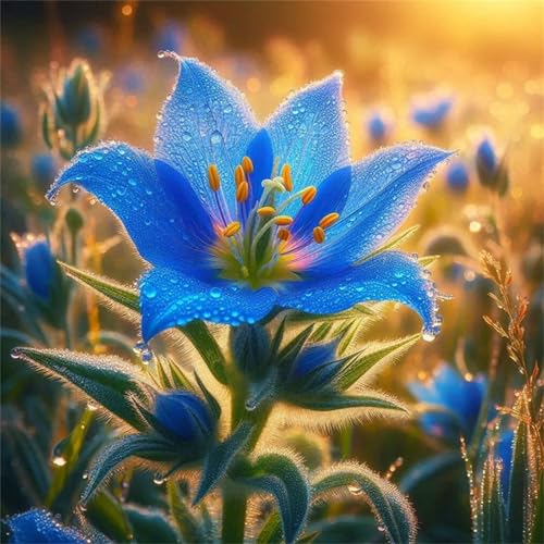 1000 Teile Puzzle für Erwachsene mit Blaue Blumen Puzzles, EIN Herausforderndes Rätsel,Puzzles für Die Ganze Familie,1000 DIY Kunst Puzzle Home Dekoration Geschenke von Yeecer