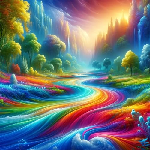 1000 Teile Puzzle für Erwachsene mit Bunte Flusslandschaft Puzzles, EIN Herausforderndes Rätsel,Puzzles für Die Ganze Familie,1000 DIY Kunst Puzzle Home Dekoration Geschenke von Yeecer
