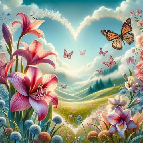 1000 Teile Puzzle für Erwachsene mit Feldblumen Schmetterling Puzzles, EIN Herausforderndes Rätsel,Puzzles für Die Ganze Familie,1000 DIY Kunst Puzzle Home Dekoration Geschenke von Yeecer