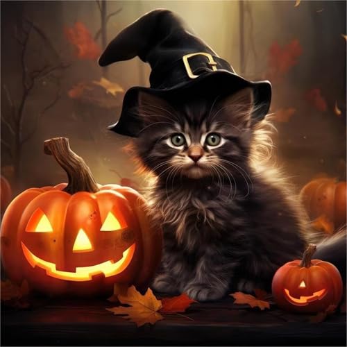 1000 Teile Puzzle für Erwachsene mit Kürbiskatze Halloween Puzzles, EIN Herausforderndes Rätsel, 1000 Puzzles für Die Ganze Familie, DIY Kunst Puzzle Home Dekoration Geschenke von Yeecer