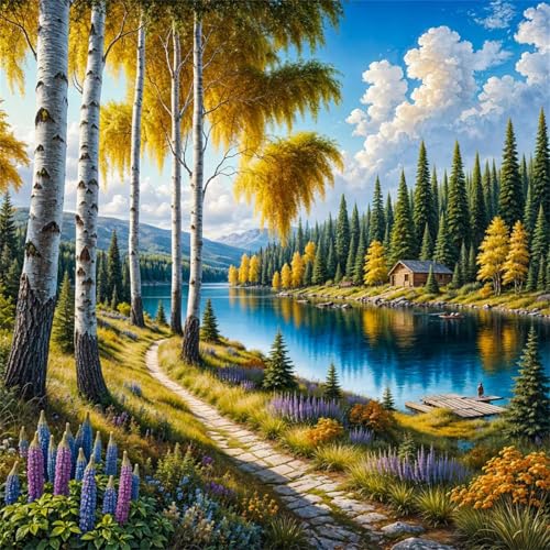 1000 Teile Puzzle für Erwachsene mit Lakeside Road Woods Puzzles, EIN Herausforderndes Rätsel,Puzzles für Die Ganze Familie,1000 DIY Kunst Puzzle Home Dekoration Geschenke von Yeecer
