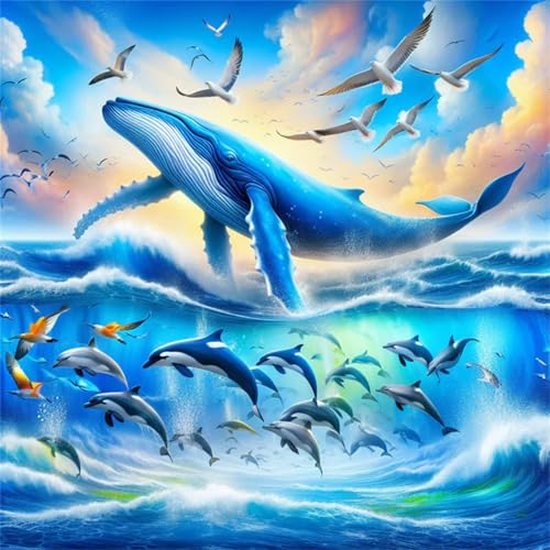1000 Teile Puzzle für Erwachsene mit Meereswale Delfine Puzzles, EIN Herausforderndes Rätsel,Puzzles für Die Ganze Familie,1000 DIY Kunst Puzzle Home Dekoration Geschenke von Yeecer