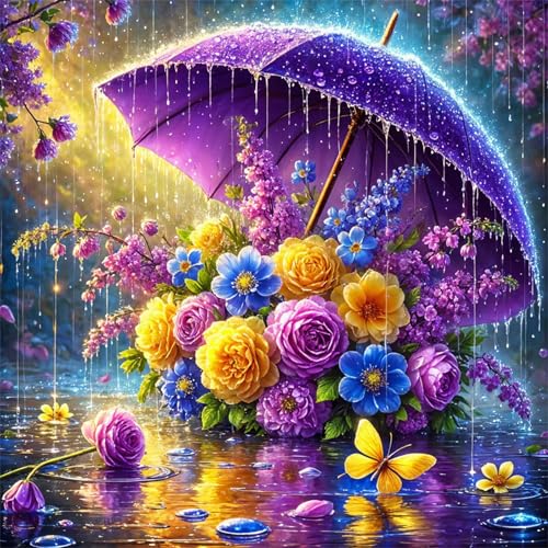 1000 Teile Puzzle für Erwachsene mit Regentag Regenschirm Blumen Puzzles, EIN Herausforderndes Rätsel,Puzzles für Die Ganze Familie,1000 DIY Kunst Puzzle Home Dekoration Geschenke von Yeecer
