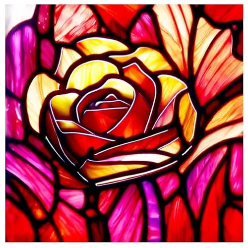 1000 Teile Puzzle für Erwachsene mit Rosen-Buntglas Puzzles, EIN Herausforderndes Rätsel, 1000 Puzzles für Die Ganze Familie, DIY Kunst Puzzle Home Dekoration Geschenke von Yeecer