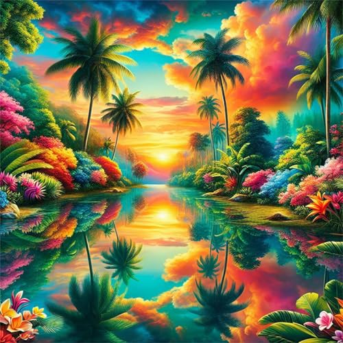 1000 Teile Puzzle für Erwachsene mit Sonnenuntergang im tropischen Paradies Puzzles, EIN Herausforderndes Rätsel,Puzzles für Die Ganze Familie,1000 DIY Kunst Puzzle Home Dekoration Geschenke von Yeecer