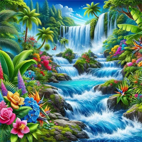 1000 Teile Puzzle für Erwachsene mit Tropischer Dschungel-Wasserfall Puzzles, EIN Herausforderndes Rätsel,Puzzles für Die Ganze Familie,1000 DIY Kunst Puzzle Home Dekoration Geschenke von Yeecer