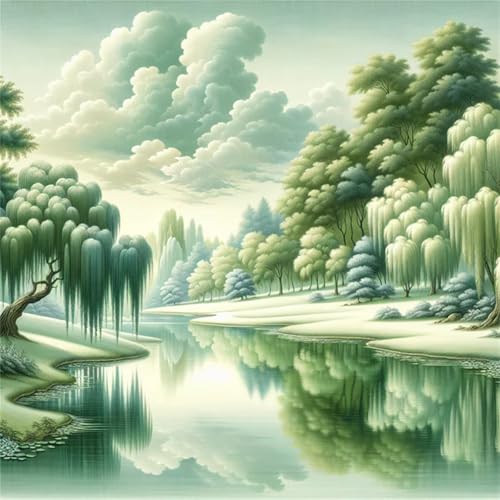 1000 Teile Puzzle für Erwachsene mit Weiden am Seeufer Puzzles, EIN Herausforderndes Rätsel,Puzzles für Die Ganze Familie,1000 DIY Kunst Puzzle Home Dekoration Geschenke von Yeecer