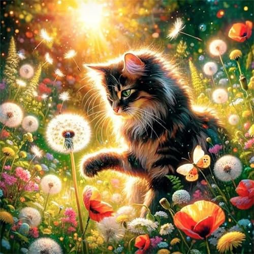 120 Teile Puzzle für Erwachsene mit Blume Löwenzahn Katze Puzzles, EIN Herausforderndes Rätsel, 120 Puzzles für Die Ganze Familie, DIY Kunst Puzzle Home Dekoration Geschenke von Yeecer