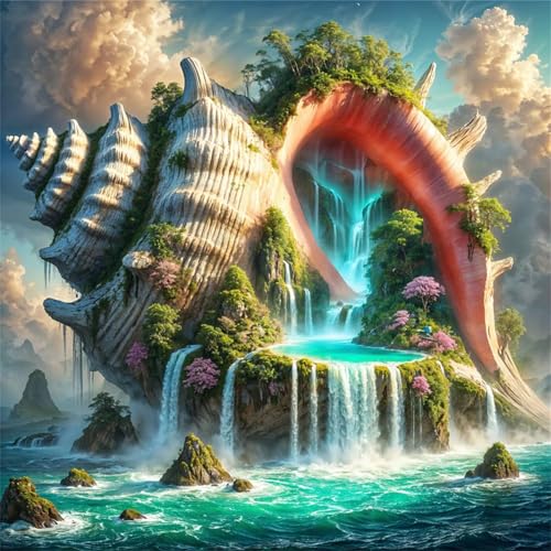 120 Teile Puzzle für Erwachsene mit Conch Island Wasserfall Puzzles, EIN Herausforderndes Rätsel,Puzzles für Die Ganze Familie,120 DIY Kunst Puzzle Home Dekoration Geschenke von Yeecer