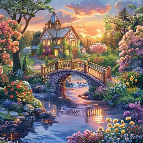 120 Teile Puzzle für Erwachsene mit Cottage Landschaft Brücke Puzzles, EIN Herausforderndes Rätsel,Puzzles für Die Ganze Familie,120 DIY Kunst Puzzle Home Dekoration Geschenke von Yeecer