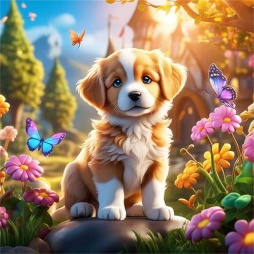 120 Teile Puzzle für Erwachsene mit Landschaft Hund Blume Puzzles, EIN Herausforderndes Rätsel,Puzzles für Die Ganze Familie,120 DIY Kunst Puzzle Home Dekoration Geschenke von Yeecer