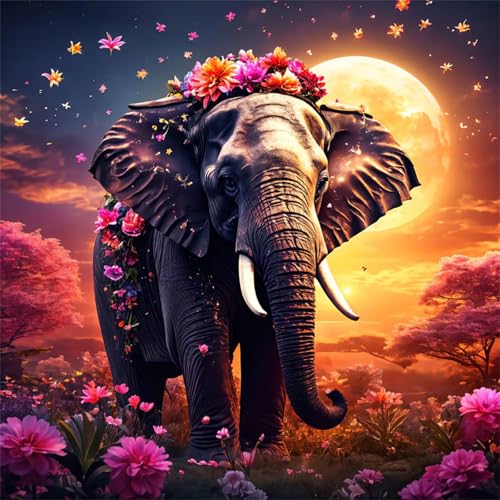 120 Teile Puzzle für Erwachsene mit Mond Elefant Blume Puzzles, EIN Herausforderndes Rätsel,Puzzles für Die Ganze Familie,120 DIY Kunst Puzzle Home Dekoration Geschenke 120 Teile Puzzle für Erwachsene mit Mond Elefant Blume Puzzles, EIN Herausforderndes Rätsel,Puzzles für Die Ganze Familie,120 DIY Kunst Puzzle Home Dekoration Geschenke von Yeecer