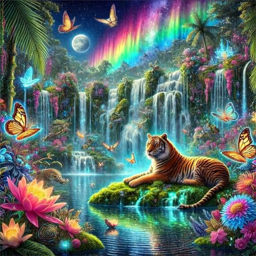 120 Teile Puzzle für Erwachsene mit Regenbogen Wasserfall Tiger Puzzles, EIN Herausforderndes Rätsel,Puzzles für Die Ganze Familie,120 DIY Kunst Puzzle Home Dekoration Geschenke von Yeecer