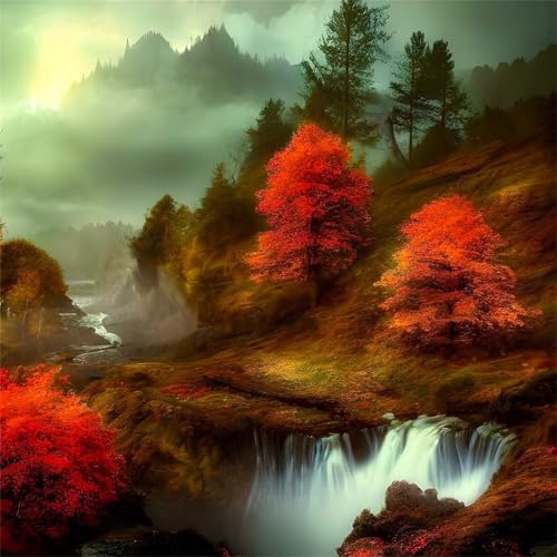 200 Teile Puzzle für Erwachsene mit Herbstlandschaft Wasserfall Puzzles, EIN Herausforderndes Rätsel, 200 Puzzles für Die Ganze Familie, DIY Kunst Puzzle Home Dekoration Geschenke von Yeecer