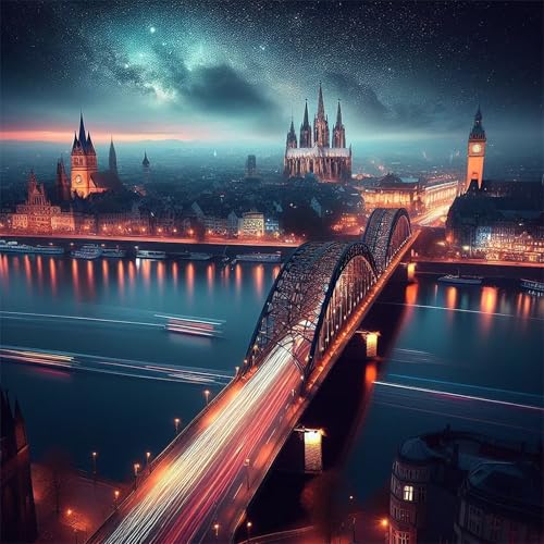 200 Teile Puzzle für Erwachsene mit Stadtbrücke bei Nacht Puzzles, EIN Herausforderndes Rätsel, 200 Puzzles für Die Ganze Familie, DIY Kunst Puzzle Home Dekoration Geschenke von Yeecer
