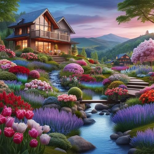 200 Teile Puzzle für Erwachsene mit Villa Blumen Landschaft Puzzles, EIN Herausforderndes Rätsel, 200 Puzzles für Die Ganze Familie, DIY Kunst Puzzle Home Dekoration Geschenke von Yeecer