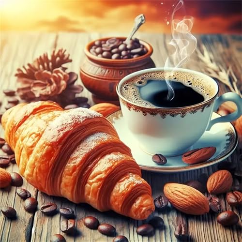 300 Teile Puzzle für Erwachsene mit Croissant-Kaffee Puzzles, EIN Herausforderndes Rätsel,Puzzles für Die Ganze Familie,300 DIY Kunst Puzzle Home Dekoration Geschenke von Yeecer
