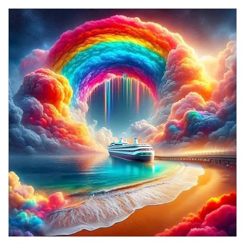 300 Teile Puzzle für Erwachsene mit Kreuzfahrtschiff Rainbow Cloud Puzzles, EIN Herausforderndes Rätsel,Puzzles für Die Ganze Familie,300 DIY Kunst Puzzle Home Dekoration Geschenke von Yeecer