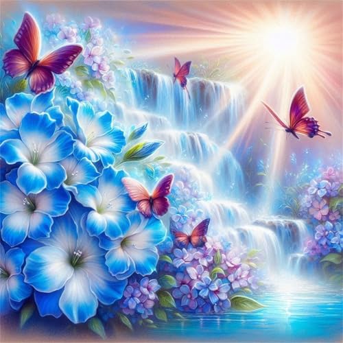 300 Teile Puzzle für Erwachsene mit Wasserfall Blumen Schmetterlinge Puzzles, EIN Herausforderndes Rätsel,Puzzles für Die Ganze Familie,300 DIY Kunst Puzzle Home Dekoration Geschenke von Yeecer