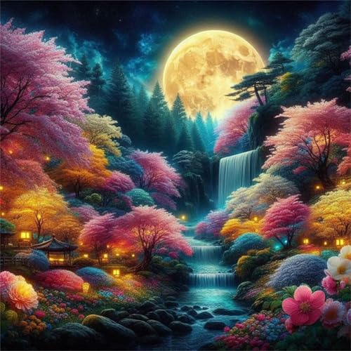 35 Teile Puzzle für Erwachsene mit Bunte Bäume Mondlicht Puzzles, EIN Herausforderndes Rätsel,Puzzles für Die Ganze Familie,35 DIY Kunst Puzzle Home Dekoration Geschenke von Yeecer