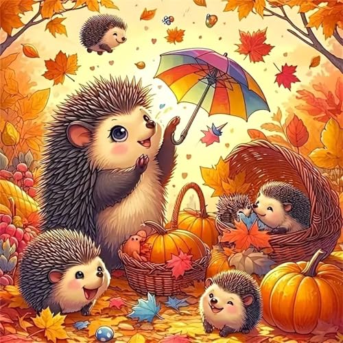 35 Teile Puzzle für Erwachsene mit Herbst-Cartoon-Igel Puzzles, EIN Herausforderndes Rätsel,Puzzles für Die Ganze Familie,35 DIY Kunst Puzzle Home Dekoration Geschenke von Yeecer