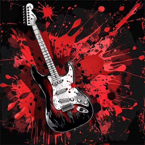 35 Teile Puzzle für Erwachsene mit Schwarz-Rote Gitarre Puzzles, EIN Herausforderndes Rätsel,Puzzles für Die Ganze Familie,35 DIY Kunst Puzzle Home Dekoration Geschenke von Yeecer