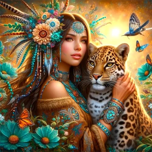 35 Teile Puzzle für Erwachsene mit Stammesfrau Leopard Puzzles, EIN Herausforderndes Rätsel,Puzzles für Die Ganze Familie,35 DIY Kunst Puzzle Home Dekoration Geschenke von Yeecer
