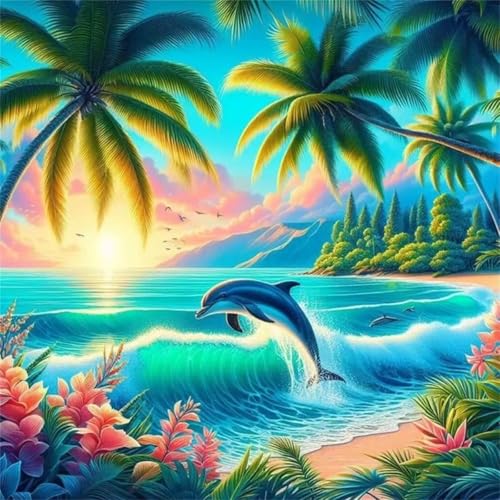 35 Teile Puzzle für Erwachsene mit Tropische Landschaft Delphin Puzzles, EIN Herausforderndes Rätsel,Puzzles für Die Ganze Familie,35 DIY Kunst Puzzle Home Dekoration Geschenke von Yeecer