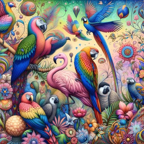 35 Teile Puzzle für Erwachsene mit Tropischer Papagei-Flamingo Puzzles, EIN Herausforderndes Rätsel,Puzzles für Die Ganze Familie,35 DIY Kunst Puzzle Home Dekoration Geschenke von Yeecer
