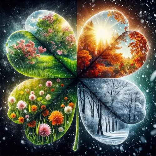35 Teile Puzzle für Erwachsene mit Vier Jahreszeiten von Lucky Clover Puzzles, EIN Herausforderndes Rätsel,Puzzles für Die Ganze Familie,35 DIY Kunst Puzzle Home Dekoration Geschenke von Yeecer