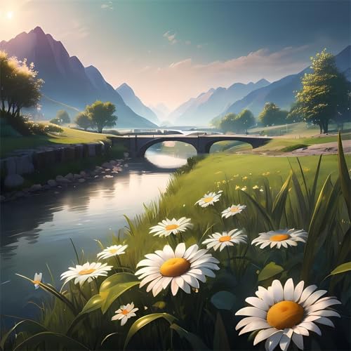 500 Teile Puzzle für Erwachsene mit Blumen-Fluss-Brücke Puzzles, EIN Herausforderndes Rätsel, 500 Puzzles für Die Ganze Familie, DIY Kunst Puzzle Home Dekoration Geschenke von Yeecer