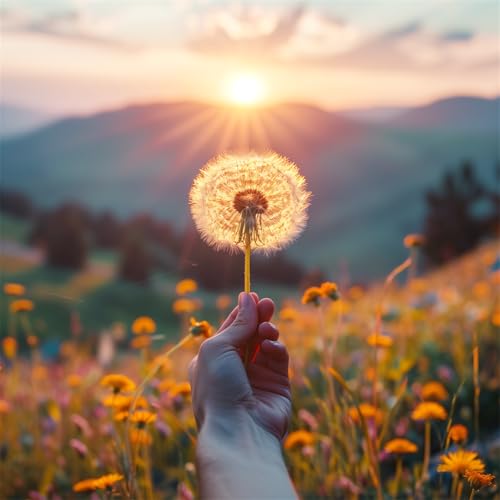 500 Teile Puzzle für Erwachsene mit Löwenzahn-Sonnenaufgang Puzzles, EIN Herausforderndes Rätsel, 500 Puzzles für Die Ganze Familie, DIY Kunst Puzzle Home Dekoration Geschenke von Yeecer