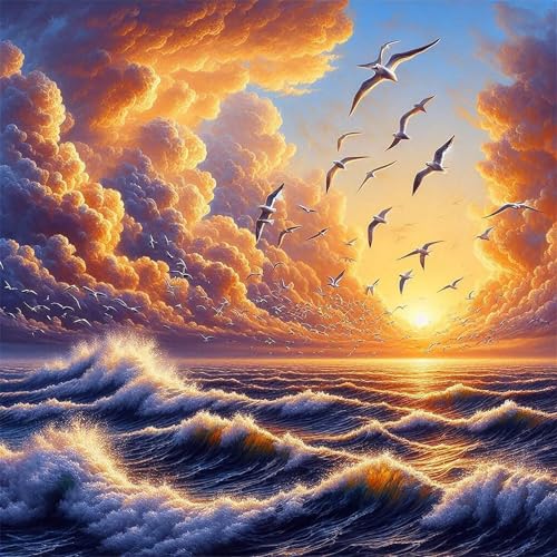 500 Teile Puzzle für Erwachsene mit Meerblick Vögel Sonnenuntergang Puzzles, EIN Herausforderndes Rätsel, 500 Puzzles für Die Ganze Familie, DIY Kunst Puzzle Home Dekoration Geschenke von Yeecer