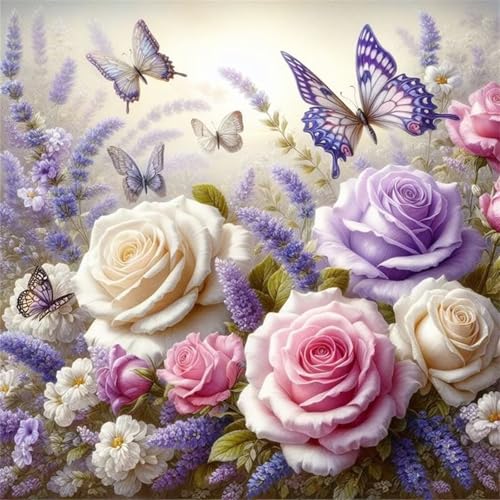 500 Teile Puzzle für Erwachsene mit Rosen-Schmetterlingsblumen Puzzles, EIN Herausforderndes Rätsel, 500 Puzzles für Die Ganze Familie, DIY Kunst Puzzle Home Dekoration Geschenke von Yeecer