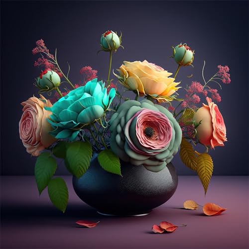 500 Teile Puzzle für Erwachsene mit Rosenstraußvase Puzzles, EIN Herausforderndes Rätsel, 500 Puzzles für Die Ganze Familie, DIY Kunst Puzzle Home Dekoration Geschenke von Yeecer