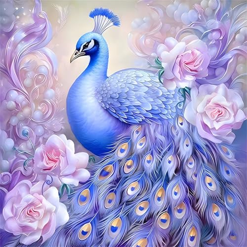 Puzzles 1000 Teile Erwachsene,65x65cm Holzpuzzle, Puzzle für Erwachsenes Lernspiel Herausforderung Spielzeug 1000 Teile Blaue Pfauenblume Puzzles für Erwachsene Kinder von Yeecer