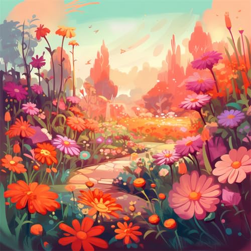 Puzzles 1000 Teile Erwachsene,65x65cm Holzpuzzle, Puzzle für Erwachsenes Lernspiel Herausforderung Spielzeug 1000 Teile Blumen Landschaft Puzzles für Erwachsene Kinder von Yeecer