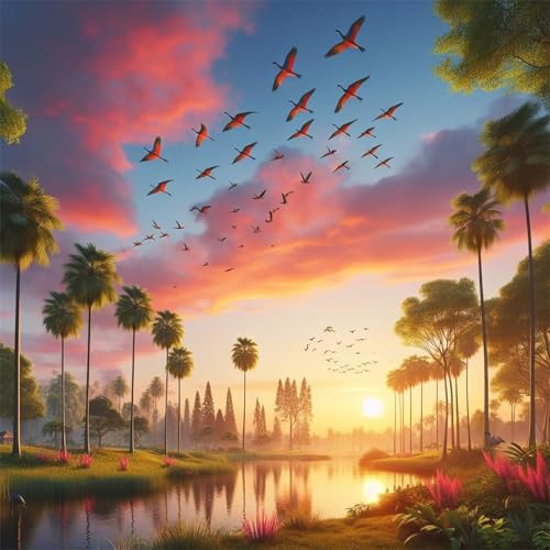 Puzzles 1000 Teile Erwachsene,65x65cm Holzpuzzle, Puzzle für Erwachsenes Lernspiel Herausforderung Spielzeug 1000 Teile Palmen-Sonnenuntergang Puzzles für Erwachsene Kinder von Yeecer