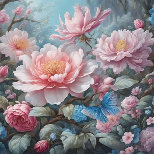 Puzzles 1000 Teile Erwachsene,65x65cm Holzpuzzle, Puzzle für Erwachsenes Lernspiel Herausforderung Spielzeug 1000 Teile Pfingstrosenblüten Puzzles für Erwachsene Kinder von Yeecer