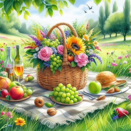 Puzzles 1000 Teile Erwachsene,65x65cm Holzpuzzle, Puzzle für Erwachsenes Lernspiel Herausforderung Spielzeug 1000 Teile Picknick-Blumenkorb Puzzles für Erwachsene Kinder von Yeecer