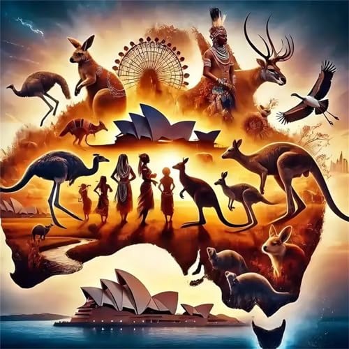 Puzzles 200 Teile Erwachsene,28x28 cm Lernspiel Herausforderung Spielzeug 200 Teile Australische Tierlandschaft Puzzles für Erwachsene von Yeecer