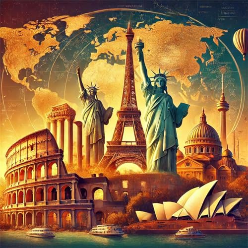 Puzzles 200 Teile Erwachsene,28x28 cm Lernspiel Herausforderung Spielzeug 200 Teile Berühmte Stadtstatuen Puzzles für Erwachsene von Yeecer