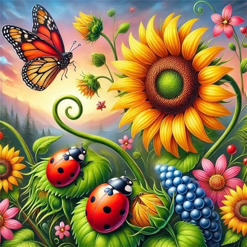 Puzzles 200 Teile Erwachsene,28x28 cm Lernspiel Herausforderung Spielzeug 200 Teile Blumen-Marienkäfer Puzzles für Erwachsene von Yeecer